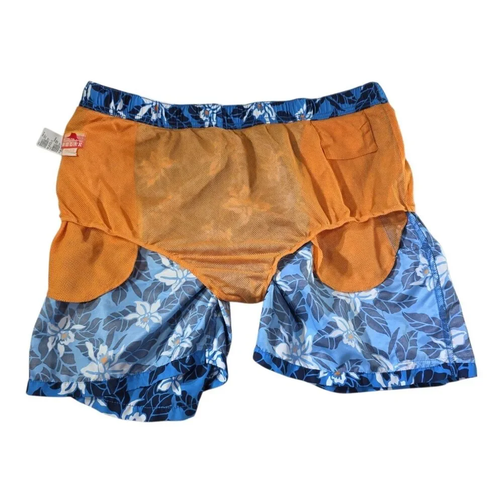 Tommy Bahama Relax Mens XXL Swim Trunks Blue Floral Board Shorts Cargo Pocket EC